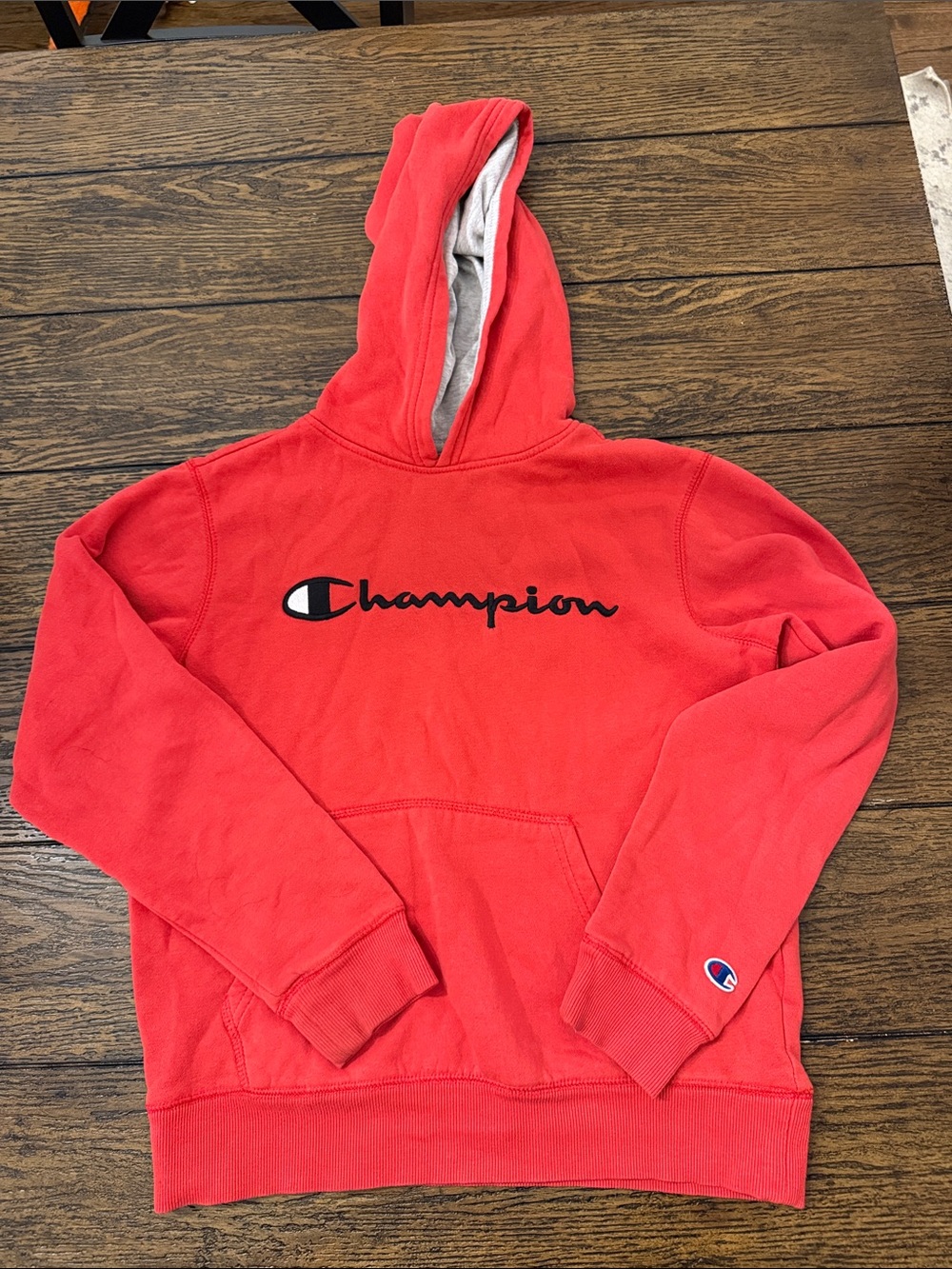 Champion Red Hooded Pullover Sweatshirt